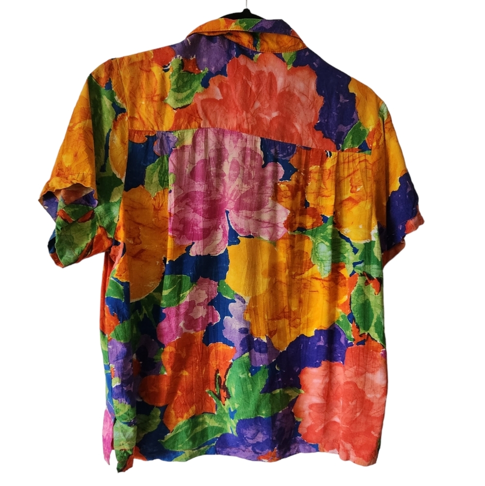 Vintage Jams World dream garden floral print Hawaii art-to-wear rayon medium - Picture 2 of 10